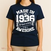 90th Birthday Vintage Crown Made In 1936 90 Years Of Being Awesome T-Shirt thumb 4