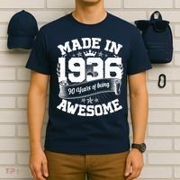 90th Birthday Vintage Crown Made In 1936 90 Years Of Being Awesome T-Shirt thumb 6