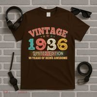 90th Birthday Vintage 1936 Limited Edition 90 Years Of Being Awesome T-Shirt thumb 5