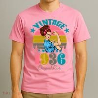 90th Birthday Vintage Rosie The Riveter 1936 Original Part  T-Shirt thumb 3