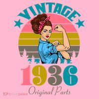 90th Birthday Vintage Rosie The Riveter 1936 Original Part  T-Shirt thumb 7