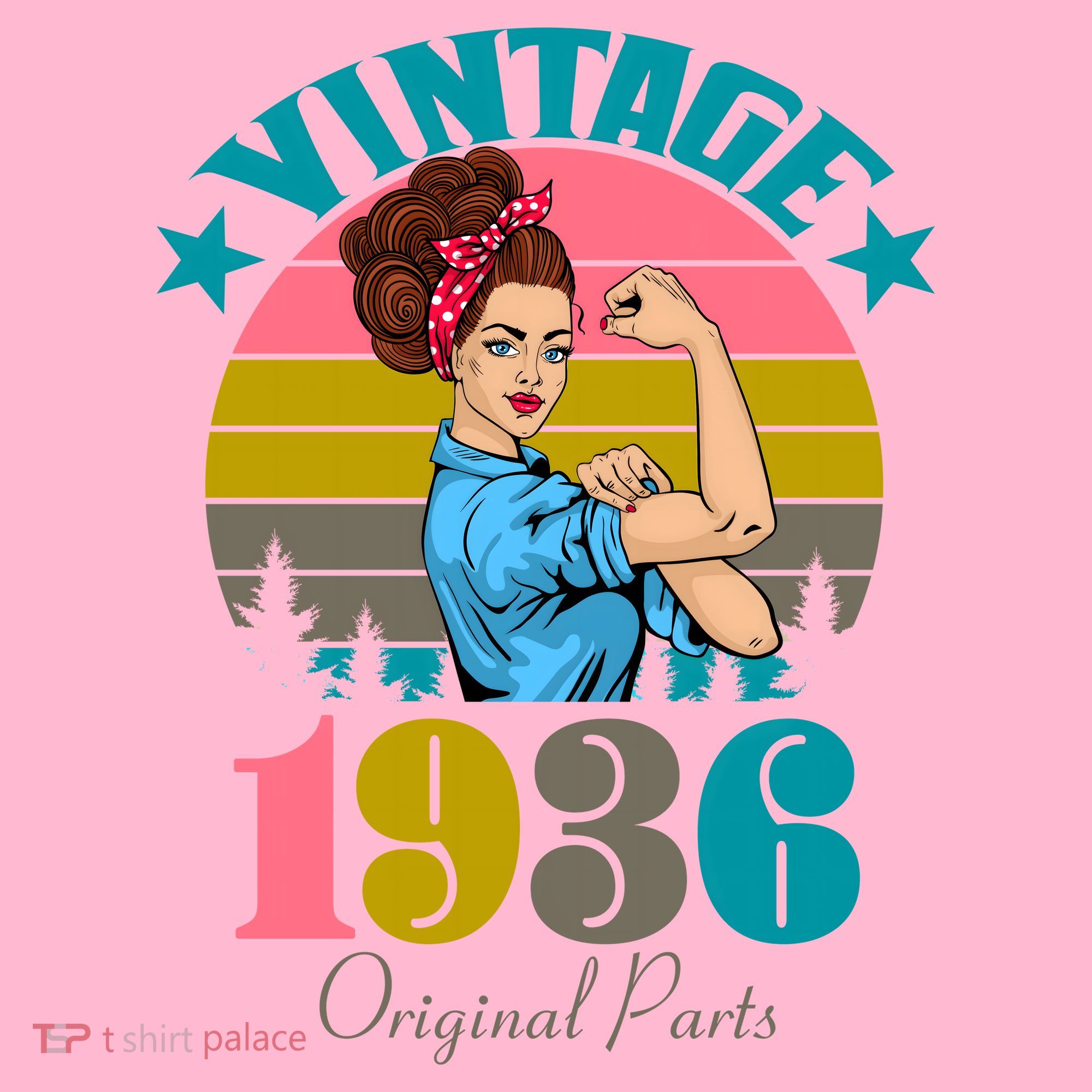 90th Birthday Vintage Rosie The Riveter 1936 Original Part  T-Shirt