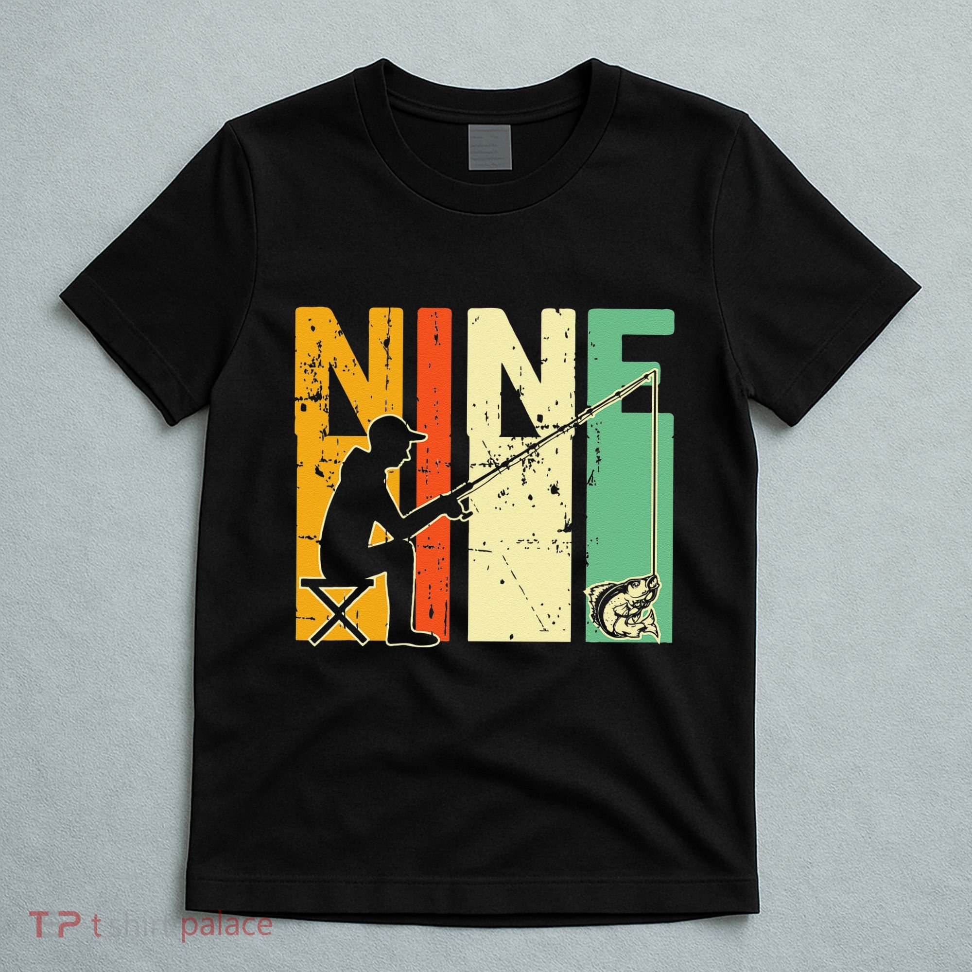 9th Birthday Walleye Fishing Turning 9 Year Old Fisher T-Shirt