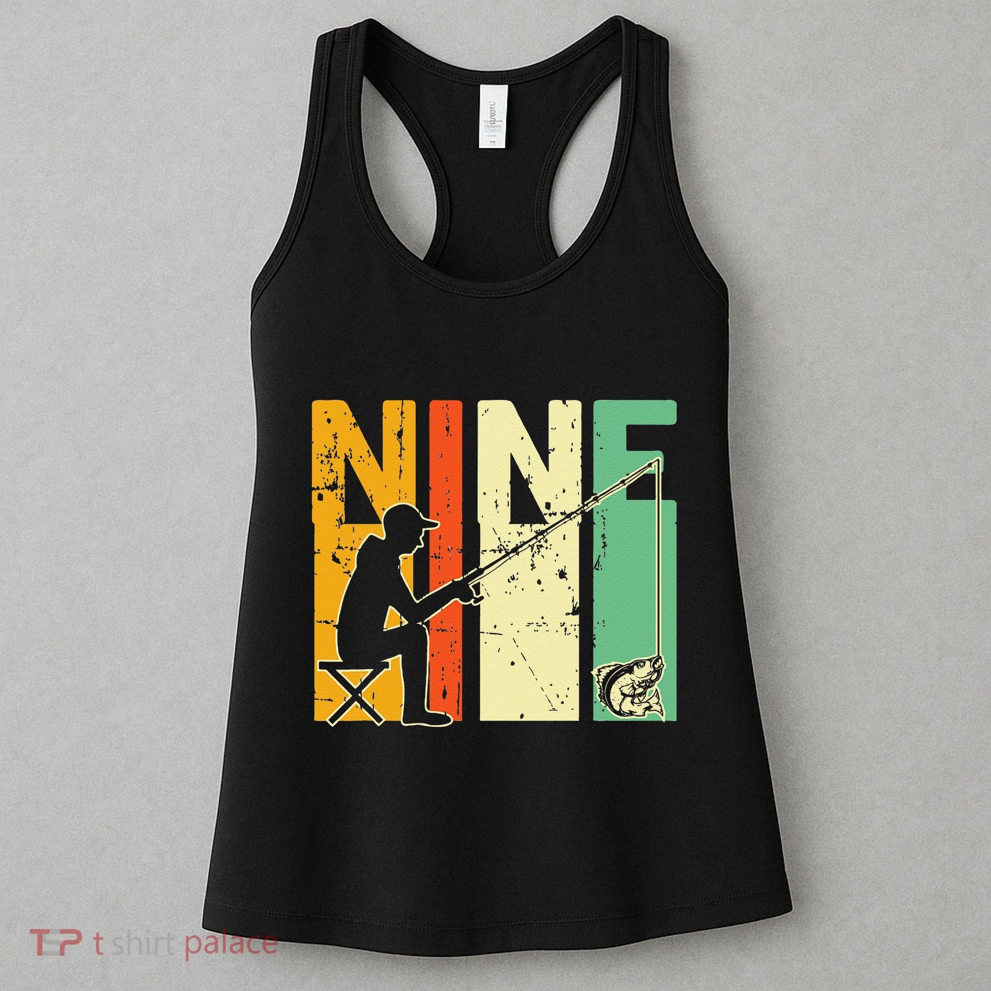 9th Birthday Walleye Fishing Turning 9 Year Old Fisher Women's Tank Top