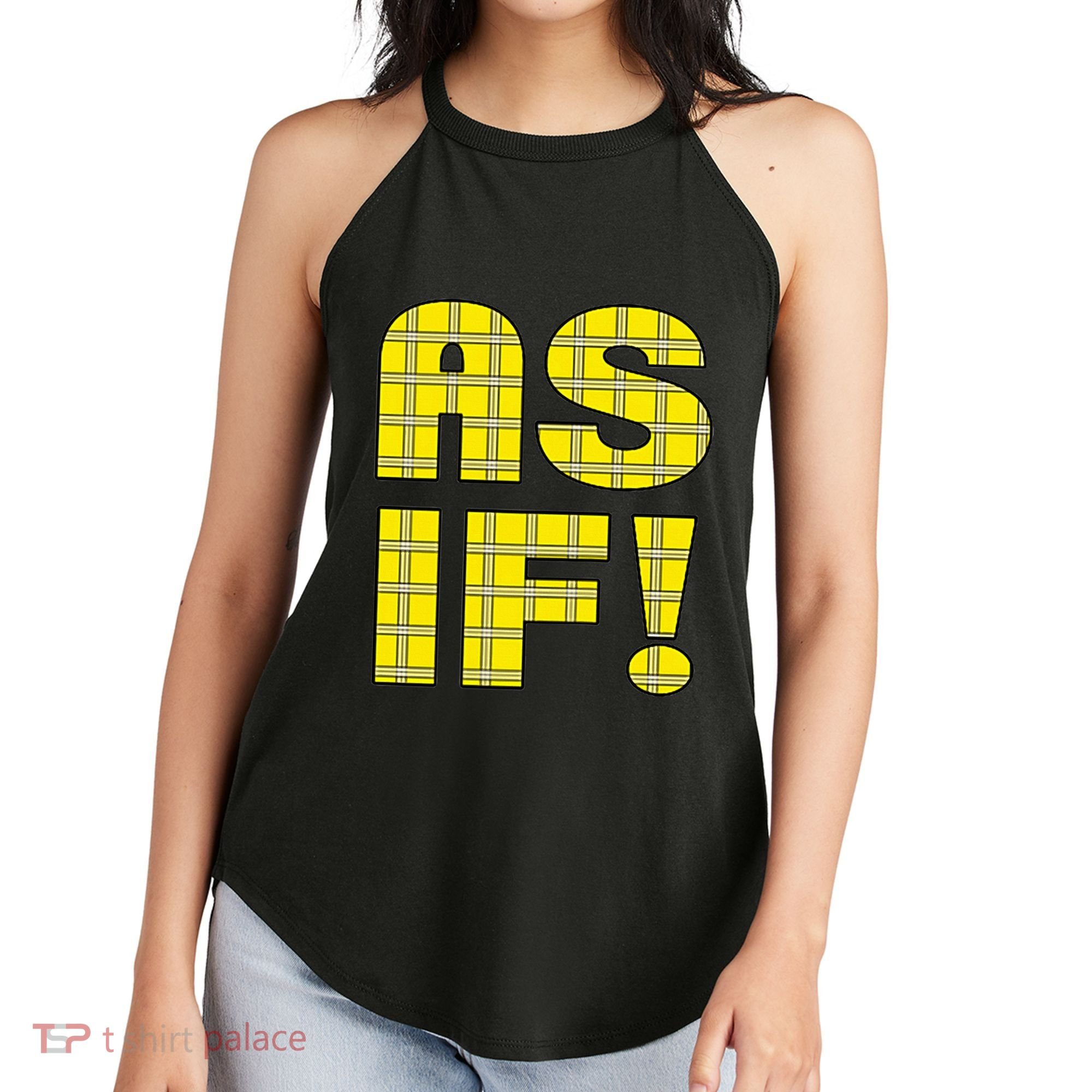 90s Clueless As If! Plaid Ladies Highschool Cult Women's Perfect Tri Rocker Tank