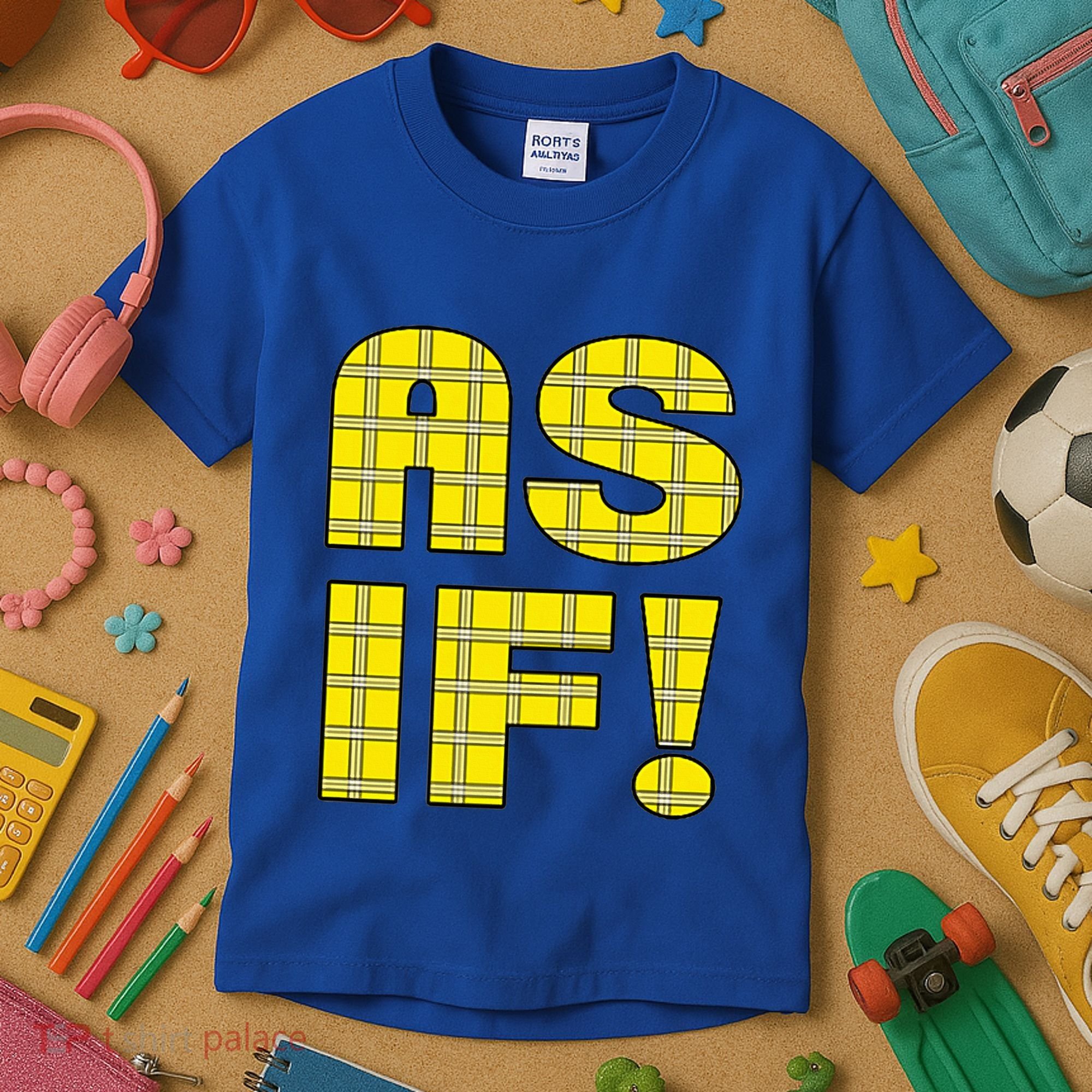 90s Clueless As If! Plaid Ladies Highschool Cult Kids T-Shirt