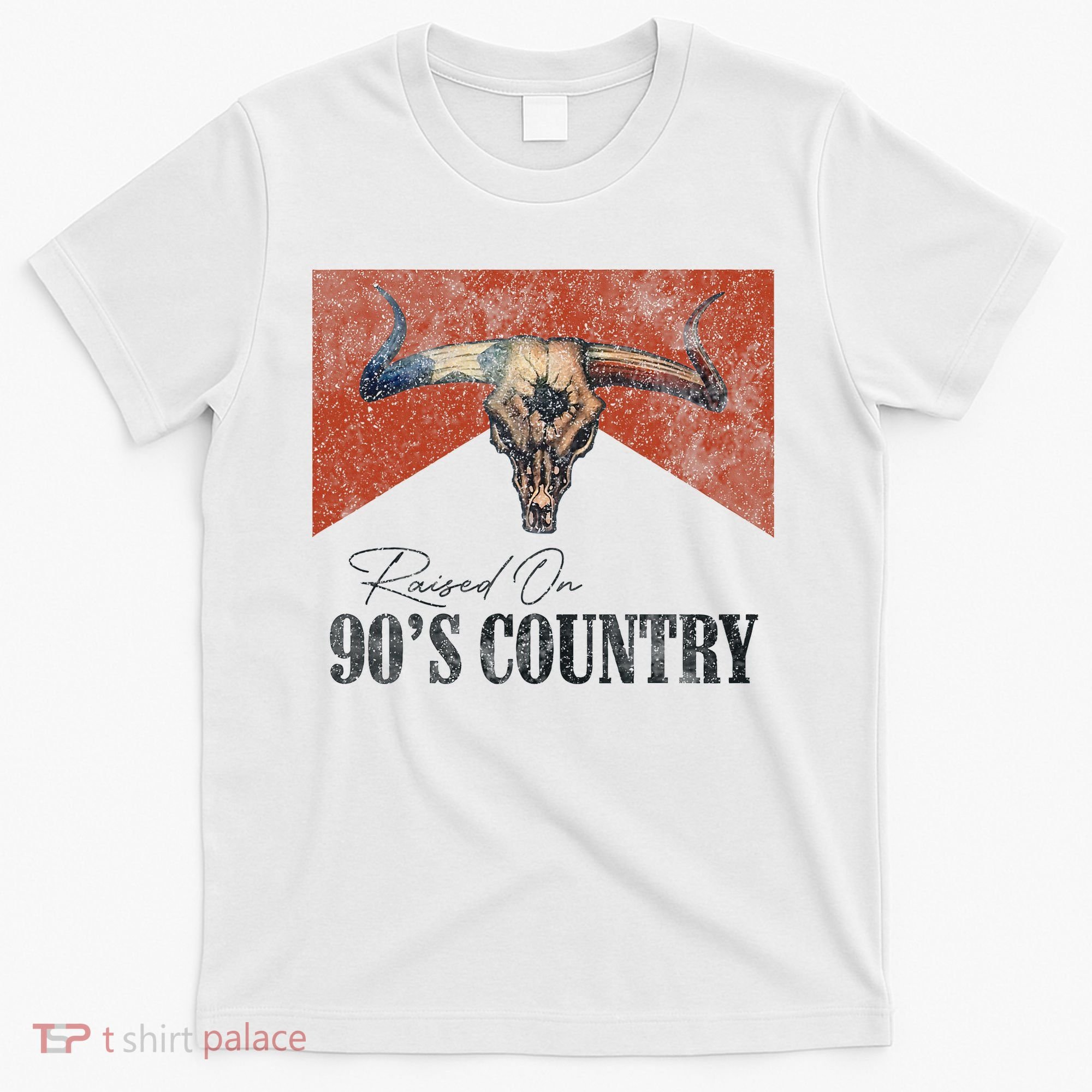 90's Country Music Bull Skull Western Vintage Hat T-Shirt