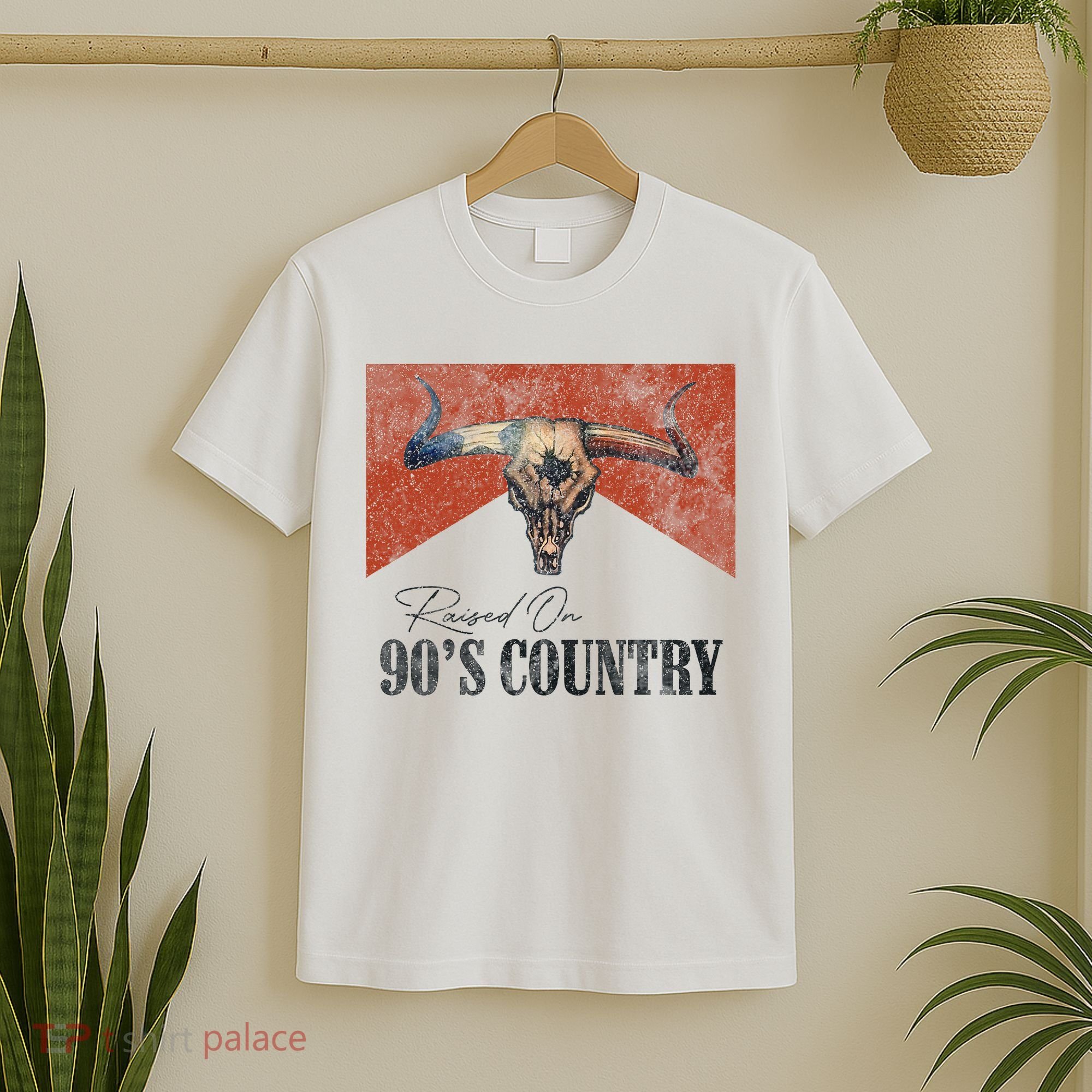 90's Country Music Bull Skull Western Vintage Hat T-Shirt