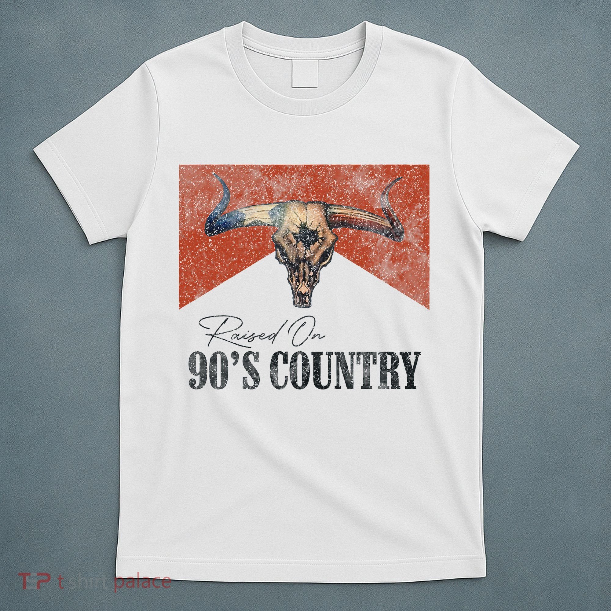 90's Country Music Bull Skull Western Vintage Hat T-Shirt