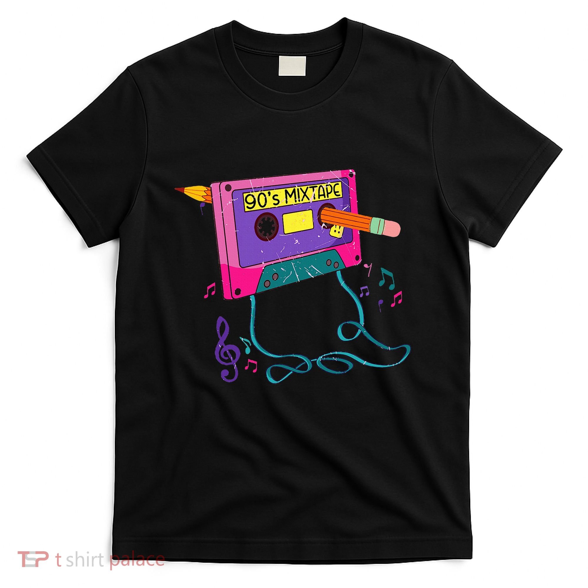 90s Cassette Tape Pencil 1990s Retro Vintage Throwback Music T-Shirt