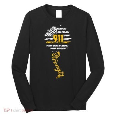 911 Dispatcher American Flag Sunflower Dispatch Operators Long Sleeve Shirt