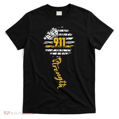 911 Dispatcher American Flag Sunflower Dispatch Operators T-Shirt