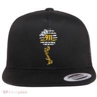 911 Dispatcher American Flag Sunflower Dispatch Operators Flat Bill Trucker Hat thumb 0