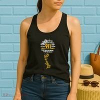 911 Dispatcher American Flag Sunflower Dispatch Operators Women's Tank Top thumb 2