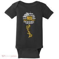 911 Dispatcher American Flag Sunflower Dispatch Operators Baby Bodysuit thumb 0