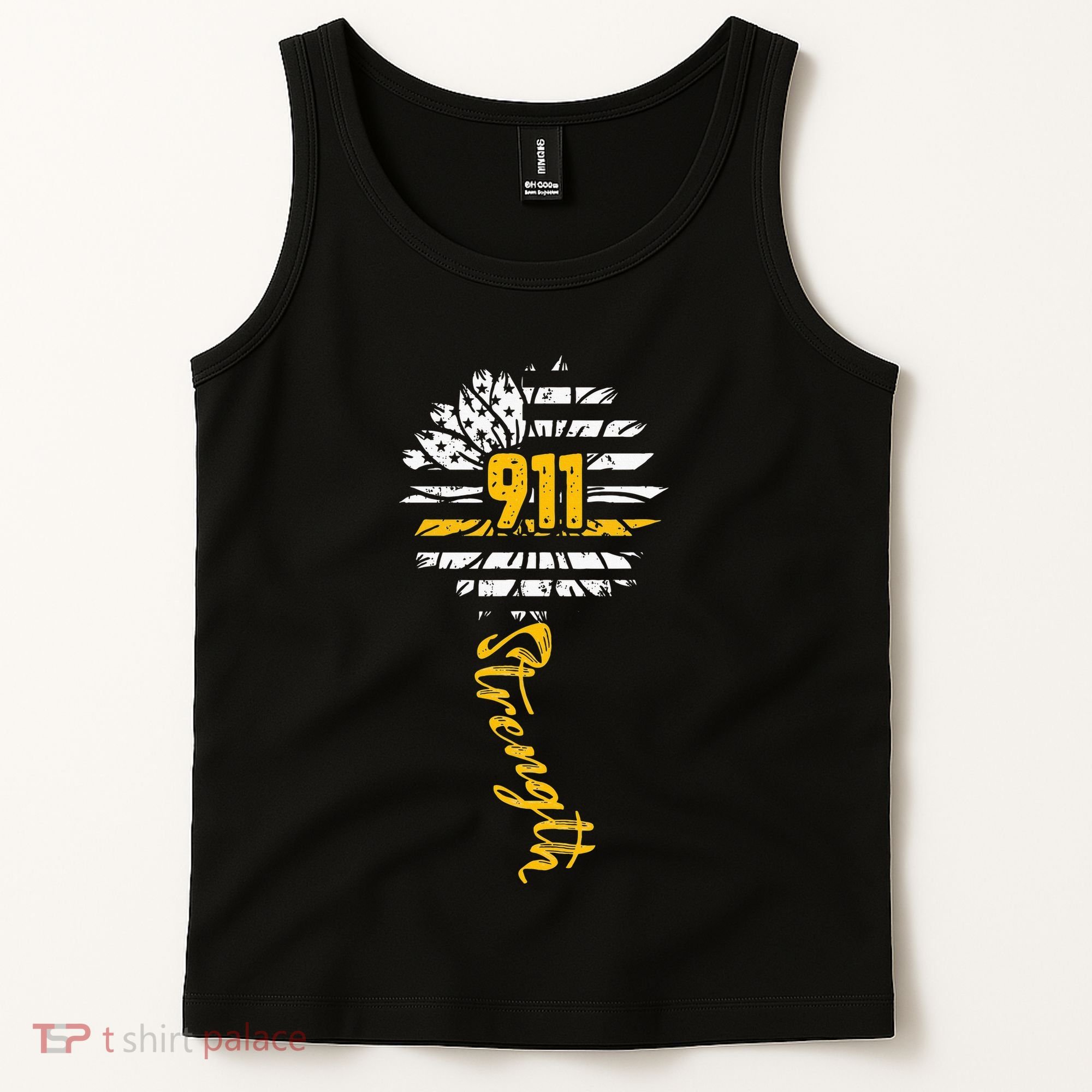 911 Dispatcher American Flag Sunflower Dispatch Operators Tank Top