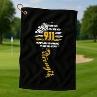911 Dispatcher American Flag Sunflower Dispatch Operators Golf Towel thumb 1