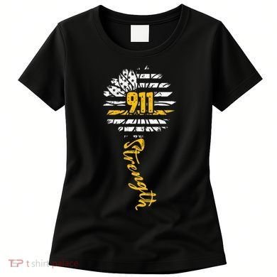 911 Dispatcher American Flag Sunflower Dispatch Operators Women's T-Shirt