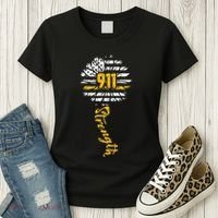 911 Dispatcher American Flag Sunflower Dispatch Operators Women's T-Shirt thumb 3