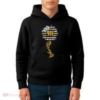 911 Dispatcher American Flag Sunflower Dispatch Operators Kids Hoodie thumb 4