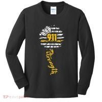 911 Dispatcher American Flag Sunflower Dispatch Operators Kids Long Sleeve Shirt thumb 0
