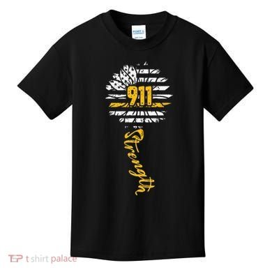 911 Dispatcher American Flag Sunflower Dispatch Operators Kids T-Shirt