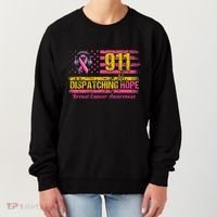 911 Dispatcher Breast Cancer Awareness American Flag Women's Sweatshirt thumb 0