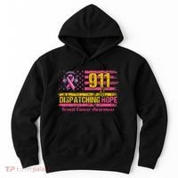 911 Dispatcher Breast Cancer Awareness American Flag Hoodie thumb 0