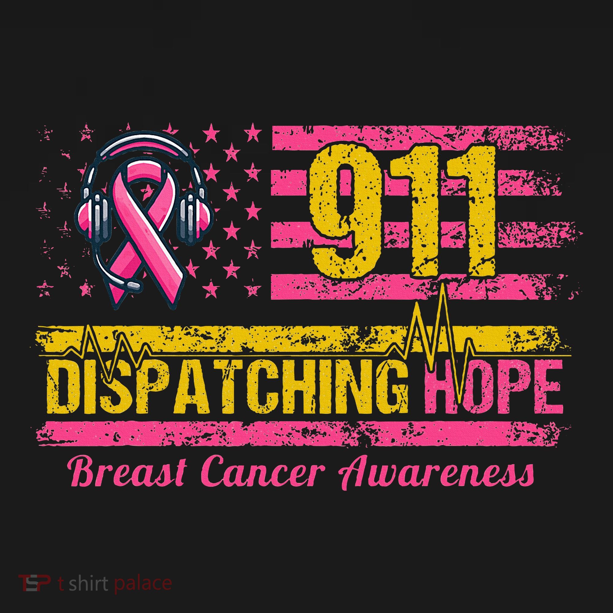 911 Dispatcher Breast Cancer Awareness American Flag Hoodie