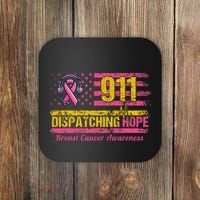 911 Dispatcher Breast Cancer Awareness American Flag Coaster thumb 0