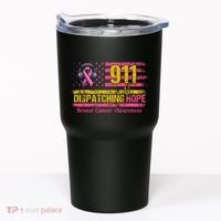 911 Dispatcher Breast Cancer Awareness American Flag Tumbler thumb 0