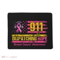 911 Dispatcher Breast Cancer Awareness American Flag Mousepad thumb 0