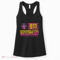 911 Dispatcher Breast Cancer Awareness American Flag Women's Tank Top thumb 0