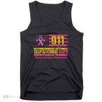 911 Dispatcher Breast Cancer Awareness American Flag Tank Top thumb 0
