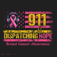 911 Dispatcher Breast Cancer Awareness American Flag Golf Towel thumb 3