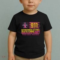 911 Dispatcher Breast Cancer Awareness American Flag Toddler T-Shirt thumb 2