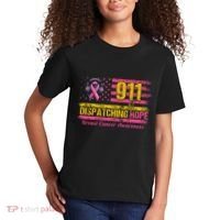 911 Dispatcher Breast Cancer Awareness American Flag Kids T-Shirt thumb 2
