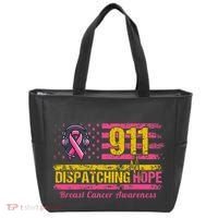 911 Dispatcher Breast Cancer Awareness American Flag Tote Bag thumb 0
