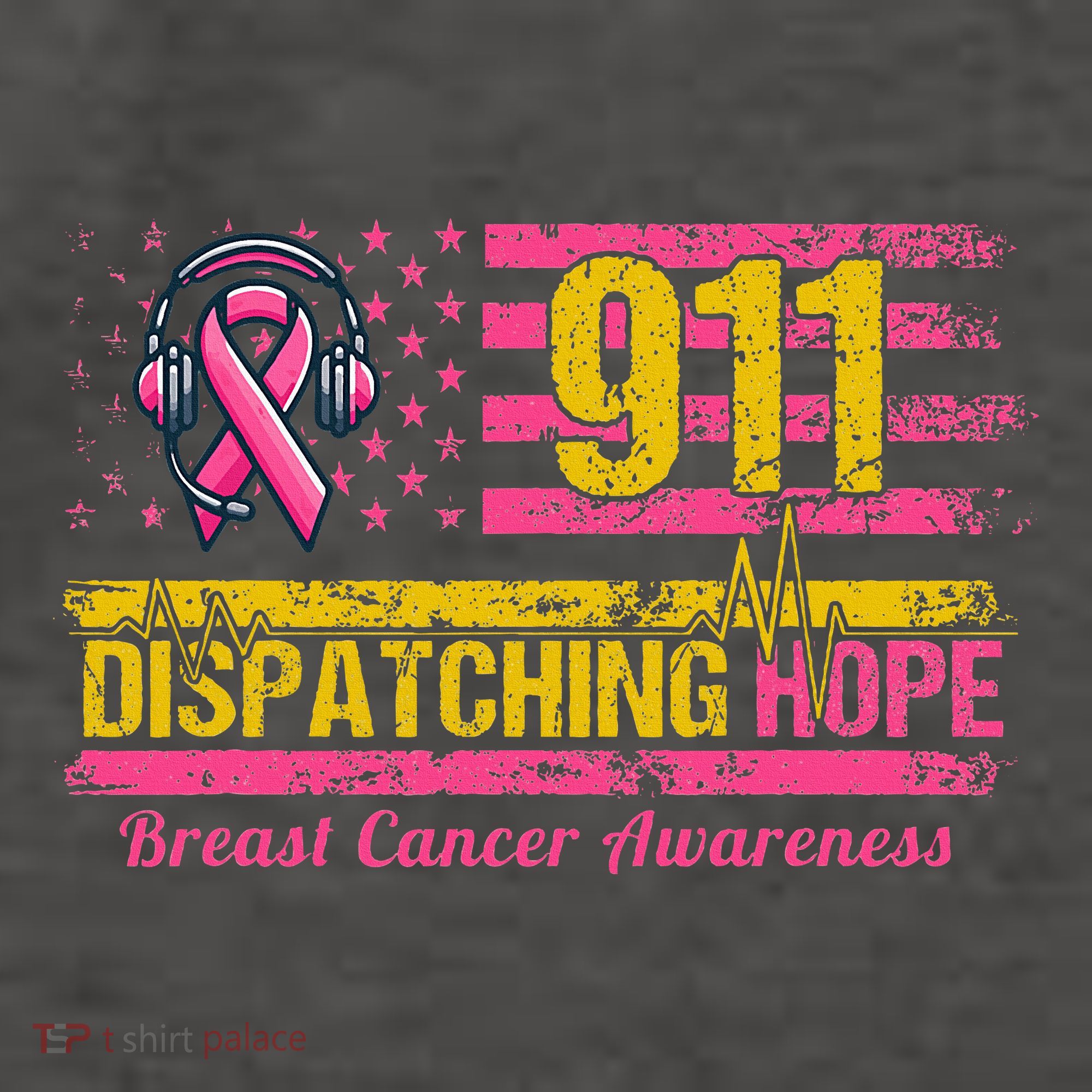 911 Dispatcher Breast Cancer Awareness American Flag Vector Backpack