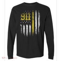 911 Dispatcher Dispatch US Flag Police Emergency Responder Comfort Colors Heavyweight Long Sleeve T-Shirt thumb 0