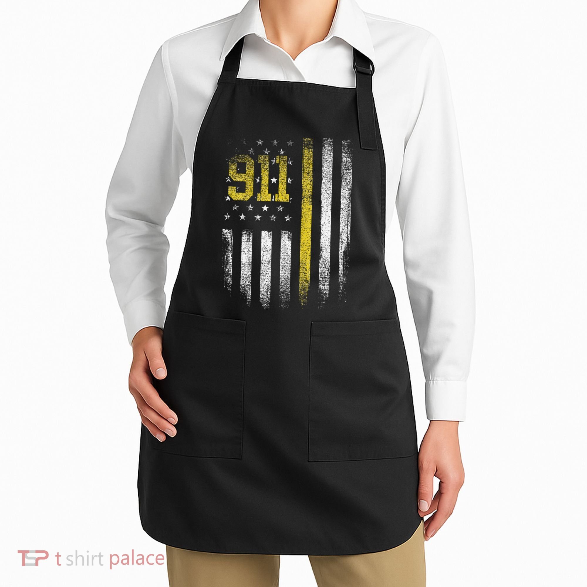 911 Dispatcher Dispatch US Flag Police Emergency Responder Apron