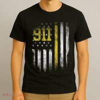 911 Dispatcher Dispatch US Flag Police Emergency Responder T-Shirt thumb 3
