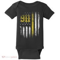 911 Dispatcher Dispatch US Flag Police Emergency Responder Baby Bodysuit thumb 0