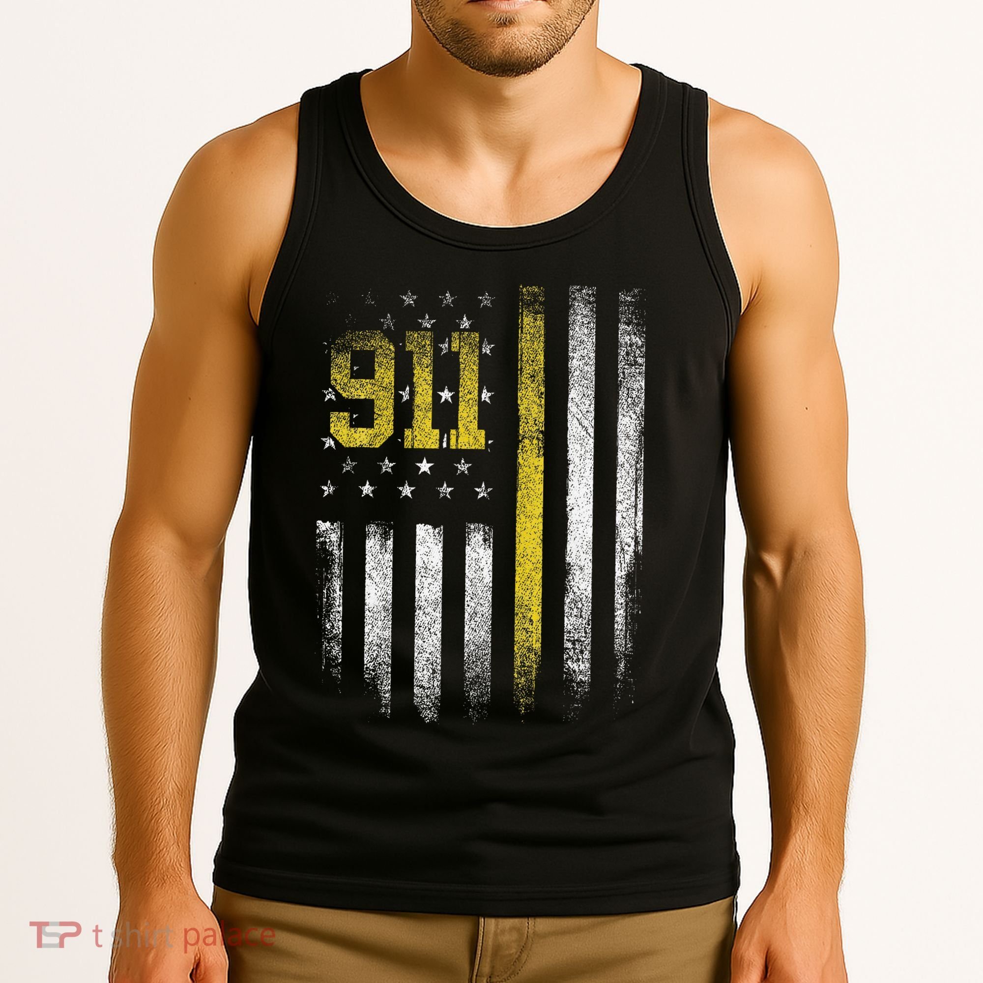 911 Dispatcher Dispatch US Flag Police Emergency Responder Tank Top