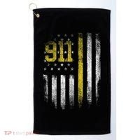 911 Dispatcher Dispatch US Flag Police Emergency Responder Golf Towel thumb 0