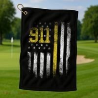 911 Dispatcher Dispatch US Flag Police Emergency Responder Golf Towel thumb 1