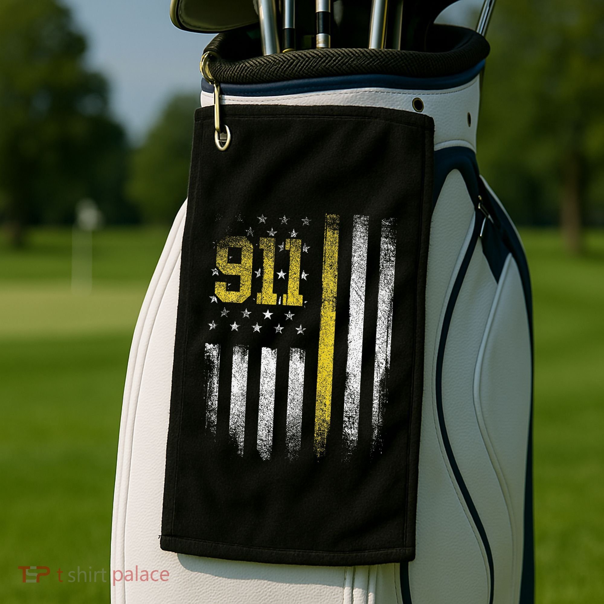 911 Dispatcher Dispatch US Flag Police Emergency Responder Golf Towel