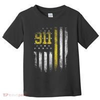911 Dispatcher Dispatch US Flag Police Emergency Responder Toddler T-Shirt thumb 0