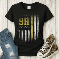 911 Dispatcher Dispatch US Flag Police Emergency Responder Women's T-Shirt thumb 3