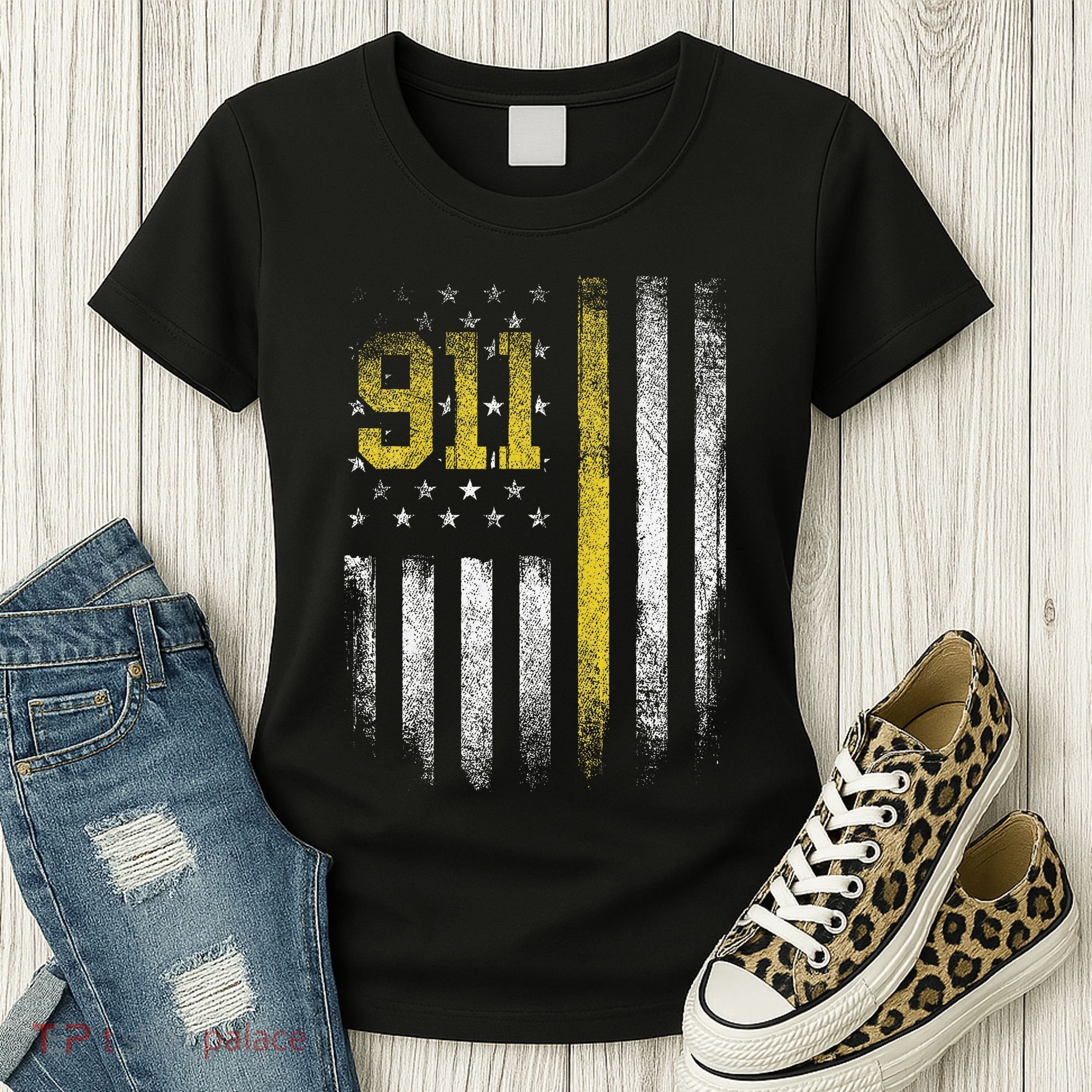 911 Dispatcher Dispatch US Flag Police Emergency Responder Women's T-Shirt